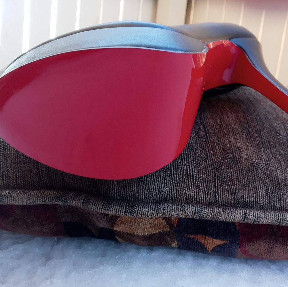 Christian louboutin black high hill boots